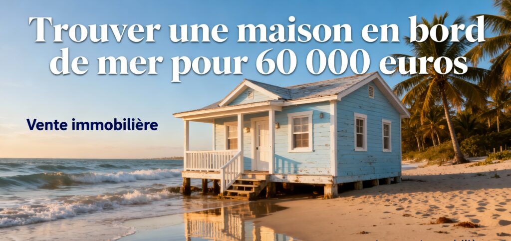 Trouver une maison en bord de mer pour 60 000 euros with text