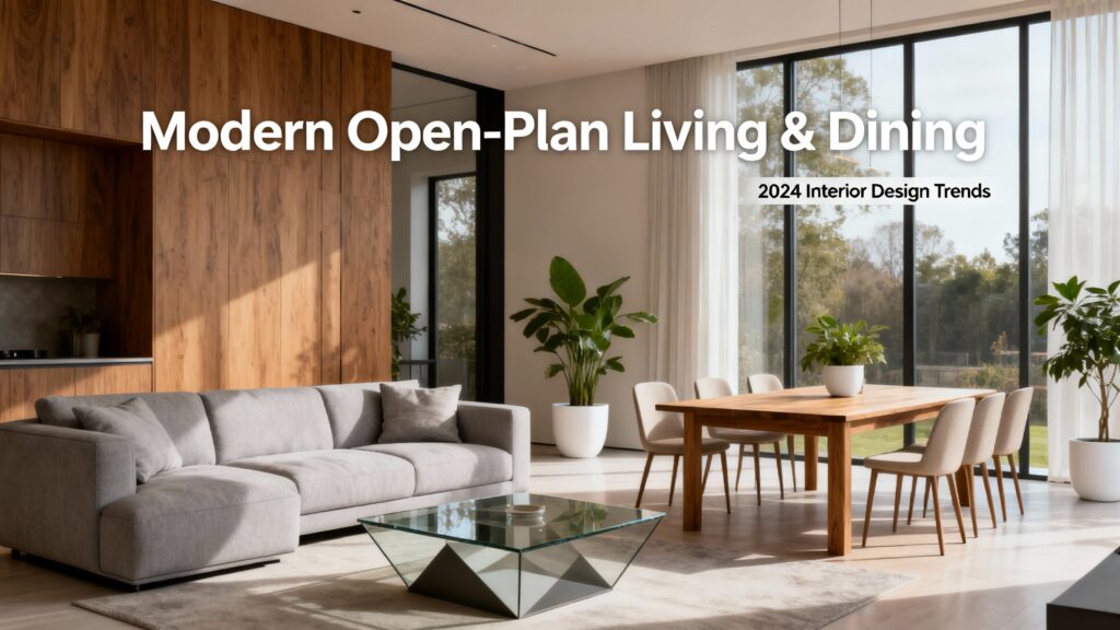 Aménager un salon moderne et une salle à manger ouverts with text