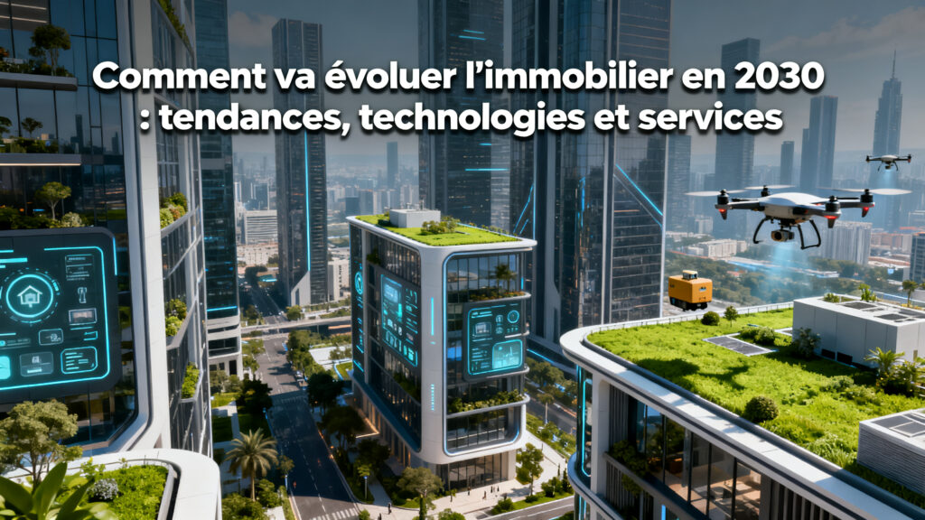 Comment va évoluer l'immobilier en 2030 : tendances, technologies et services with text