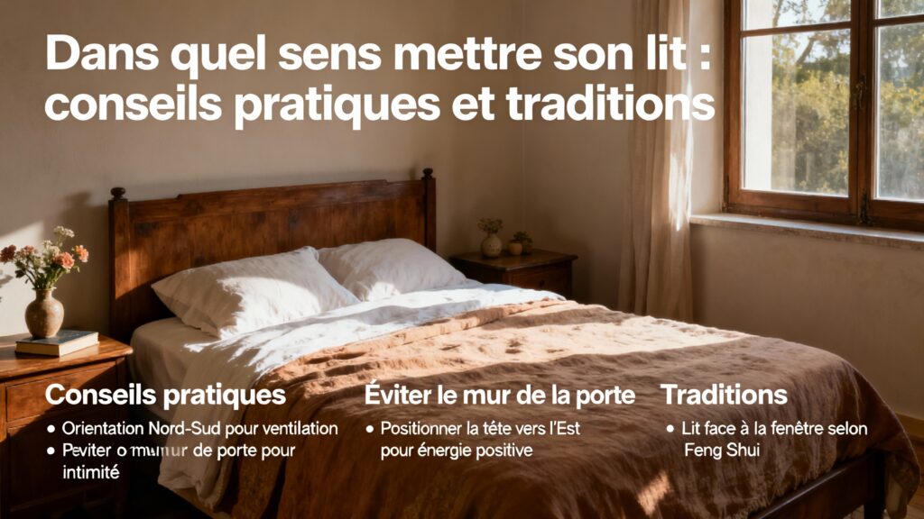 Dans quel sens mettre son lit : conseils pratiques et traditions with text